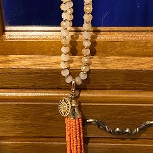 Boho necklace with two beaded attachments